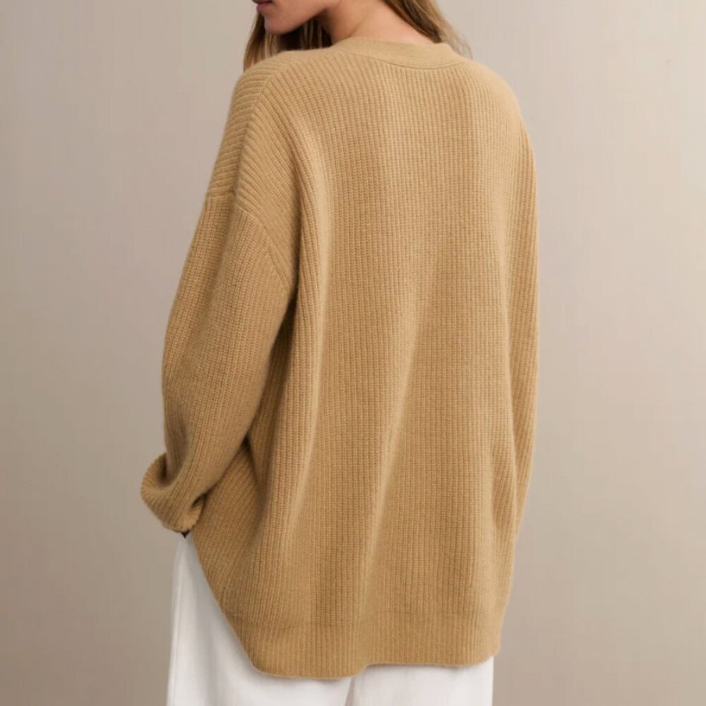 Jenni Kayne Cashmere Cocoon Cardigan S/M Camel Beige Quiet Lux Knit - Picture 4 of 10